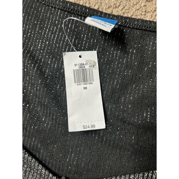 NWT Women’s 3X Old Navy Black Sparkle Long Sleeve Cropped Blouse - Picture 3 of 6